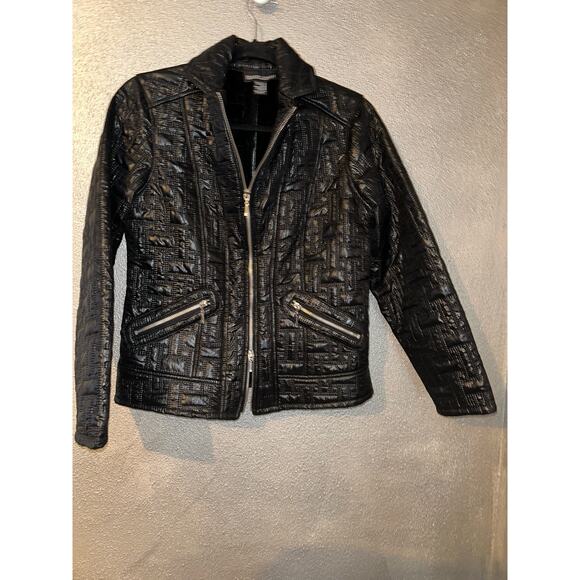 Frank Lyman Edgy Mob Wife Academia Y2K Black Quilted Front Zipper Pockets Jacket - Picture 8 of 14